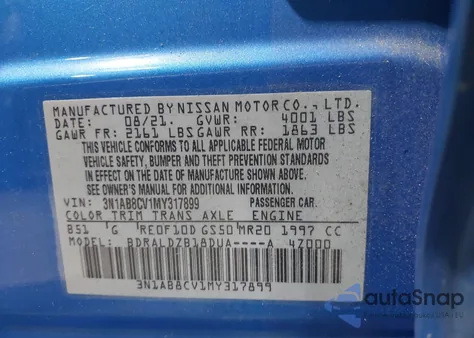 2021 Nissan Sentra Sv Xtronic Cvt from USA, damaged, VIN 3N1AB8CV1MY317899